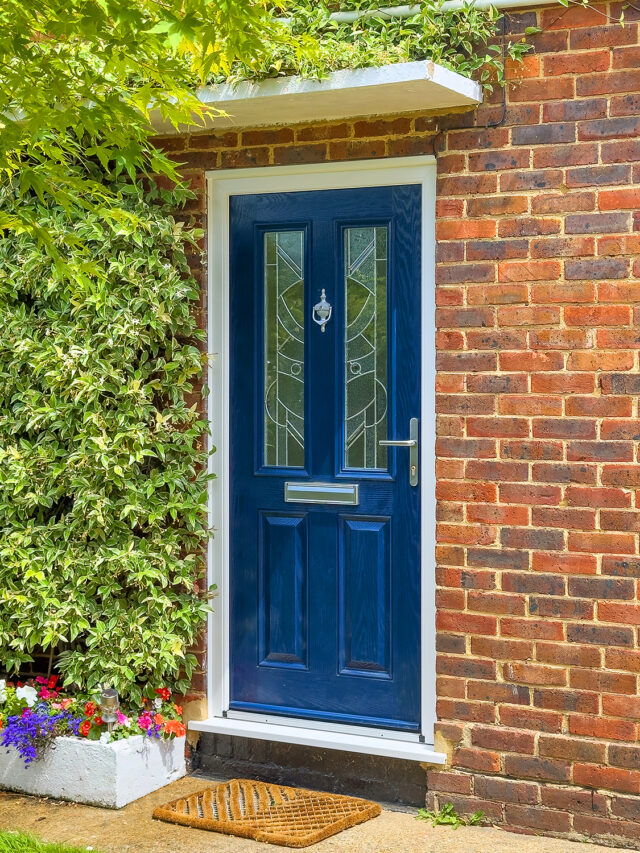 Blue composite Front Door Sheerwater Glass